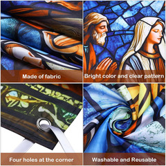 73″x43″ Christmas Nativity Backdrop Religious Holy Scene Banner Decor