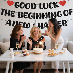 Farewell Decorations Party Good Luck – 3 Pcs Glitter Black the Beginning of a Ne