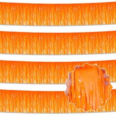 4 Pack 10 Ft Macaron Orange Foil Fringe Garland Metallic Streamers Tinsel Ban…