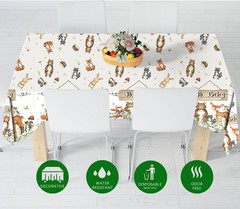 3pcs Woodland Animals Tablecloth Forest Wild Creatures Baby Shower Table Covers