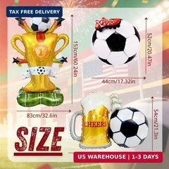 World Cup Trophy Balloon Set – 3 Piece, Featuring Foil Balloons Shaped Like a Fo