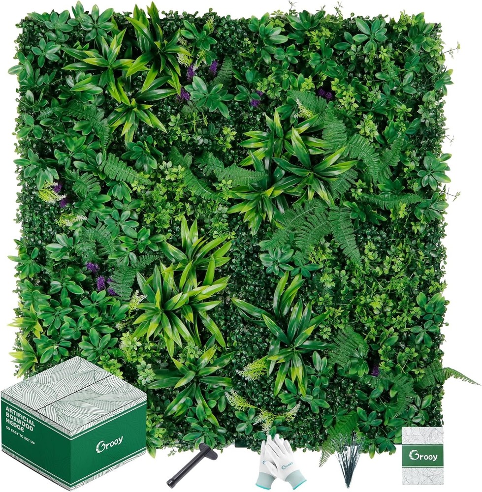 Artificial Boxwood Panels, Grass Wall Panels 12PCS 20»x20», Dracaena