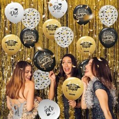 75 Pack Graduation Party Decorations Balloons Set – 12 Inch Black Gold Gradua…
