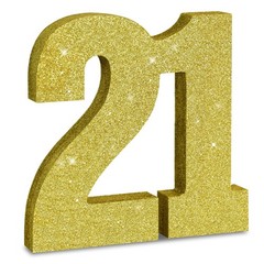 21st Birthday Decor Gold Glitter Number 21 Centerpiece Table Party Sign