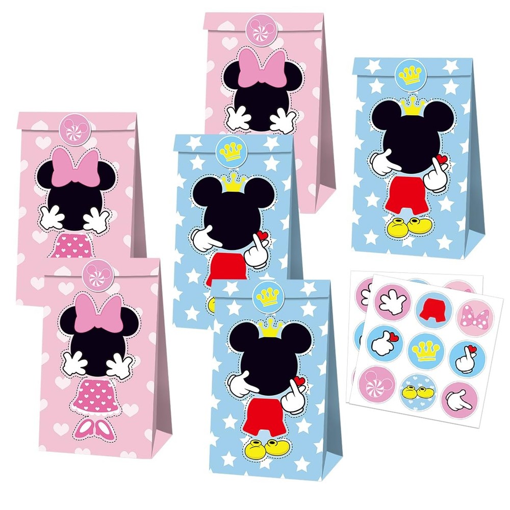 12Pcs Mouse Party Bags With Stickers Paper Supplies Favors Cookie Chocolate C…