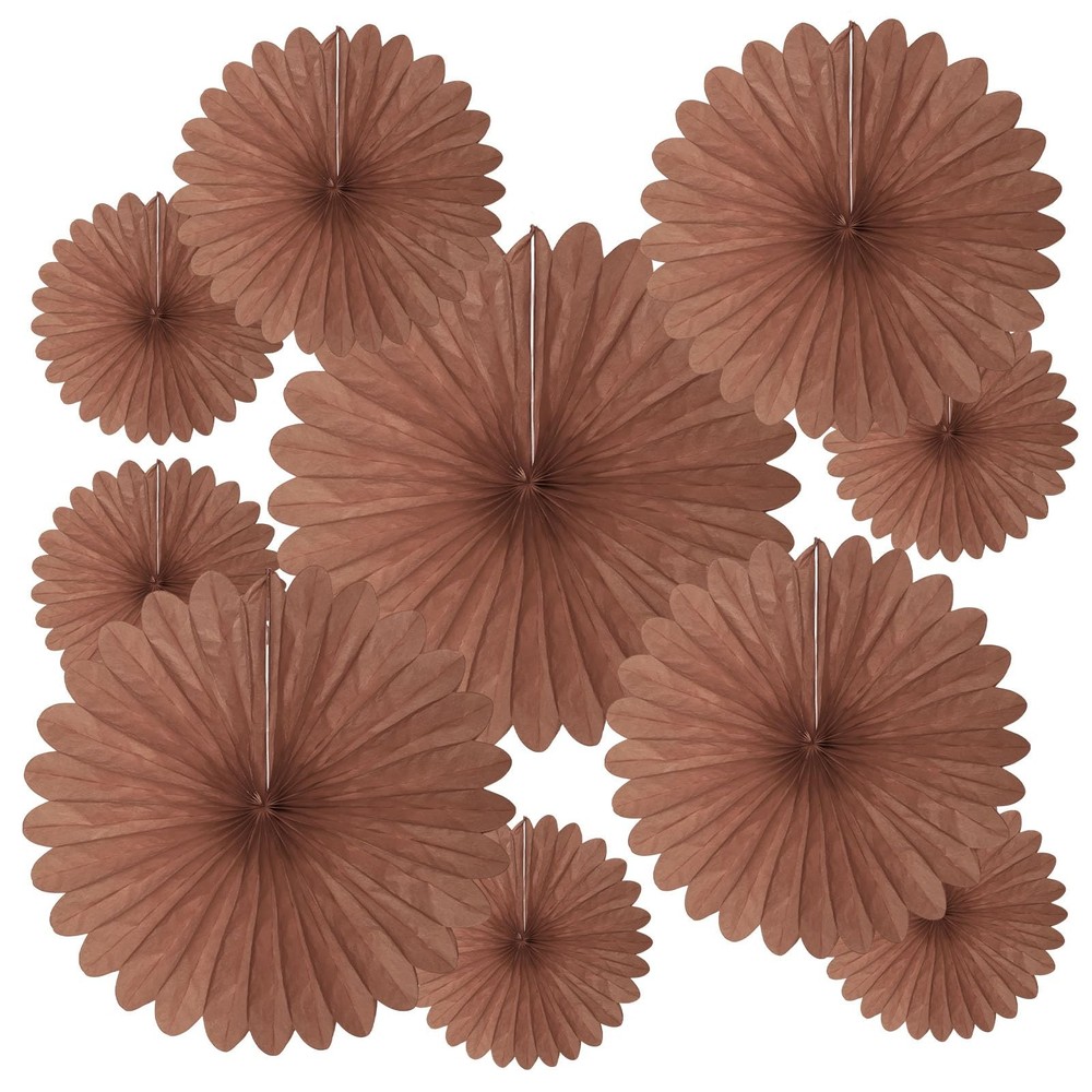 20 PCS Deep Brown Hanging Paper Fan Round Party Wedding Birthday Bridal Shower