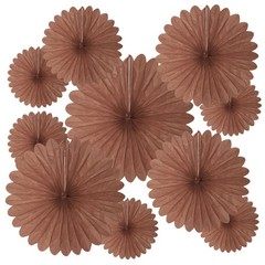 20 PCS Deep Brown Hanging Paper Fan Round Party Wedding Birthday Bridal Shower