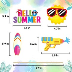 Summer Pool Beach Photo Booth Props 30 Pack Pool, Hawaiian, Beach, Medium