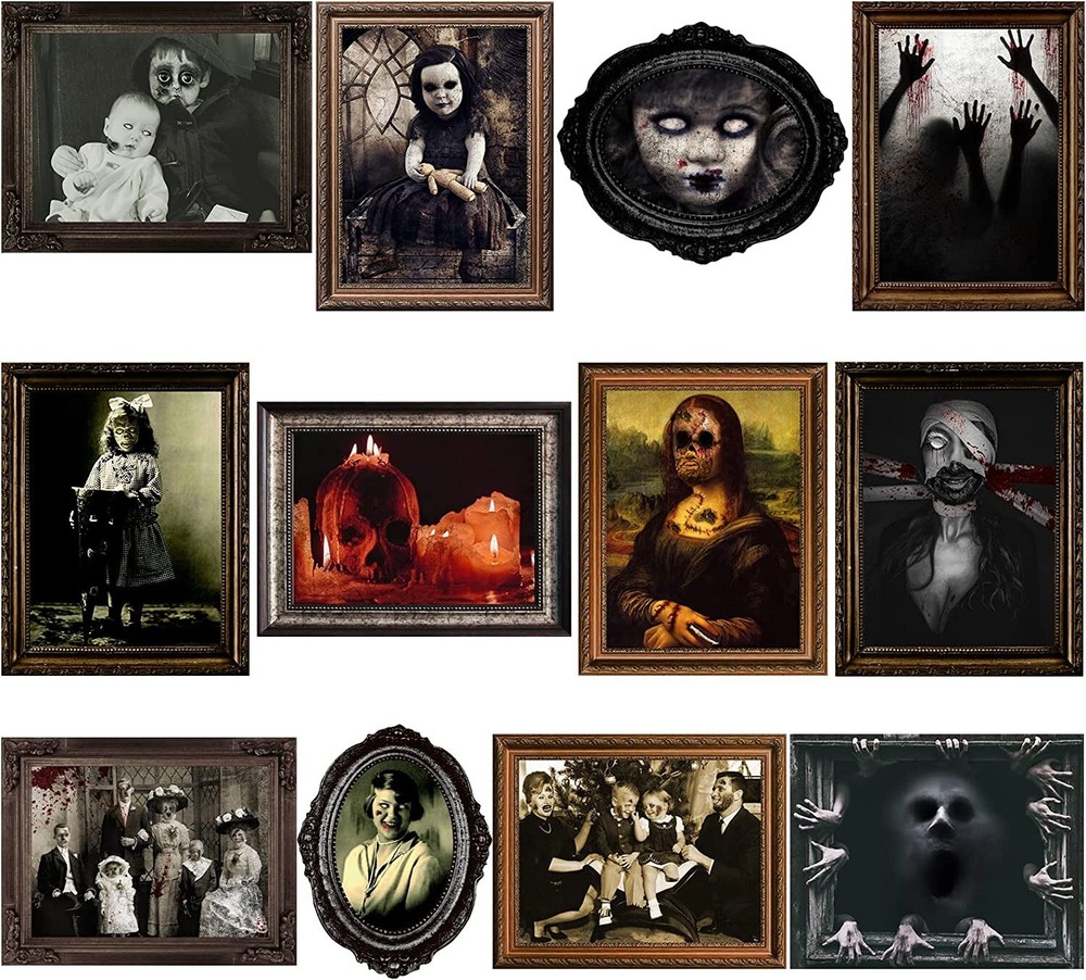 Halloween Party Decorations 12 Pieces Disposable Haunted Pictures Gothic Manor