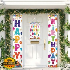 AiFaoobs 3 PCS Colorful Happy Birthday Banner Door Porch Sign Photography Bla…