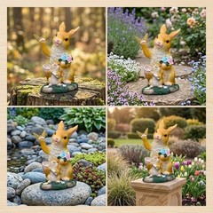 Solar Bunny Statue Recycled Composite Resin High Efficiency Solar Panel