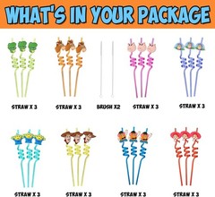 Toy Theme Reusable Drinking Straws Kids Party Supplies 24pcs Game Favors