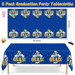 2Pack 2026 Graduation Decorations, 108″ X 54″ Graduation Tablecloth, Bluegold Di
