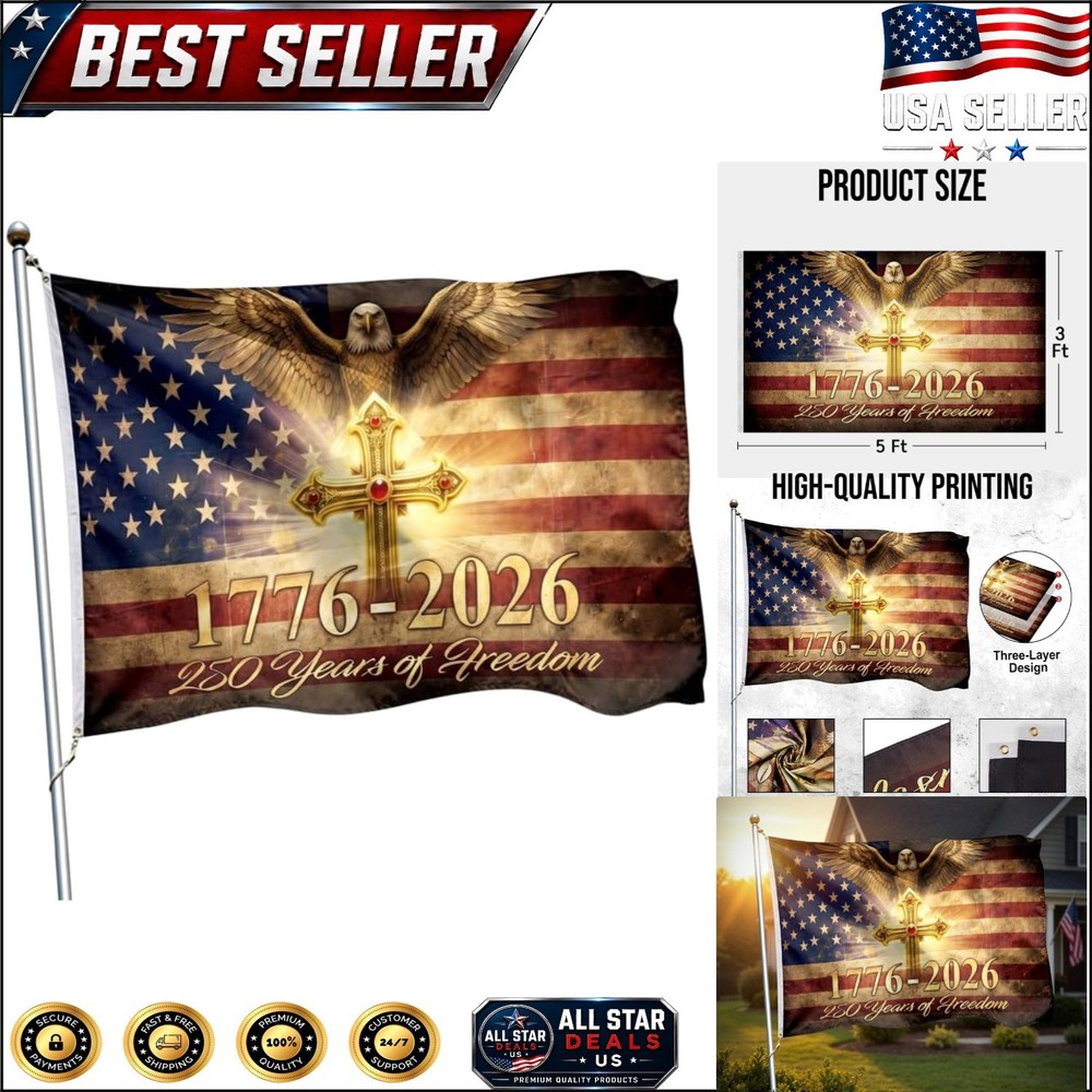Heavy-Duty 3×5 Ft Double-Sided USA Flag for 250th Independence Day Celebrations