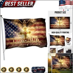 Heavy-Duty 3×5 Ft Double-Sided USA Flag for 250th Independence Day Celebrations