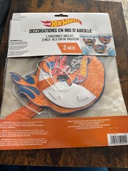 HOT WHEELS HONEYCOMB PARTY DECORATIONS 3PC SET NEW
