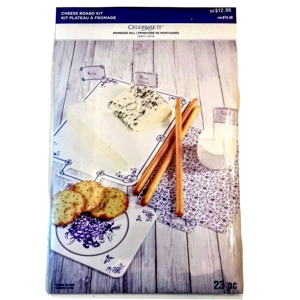 Primrose Hill Cheese Board Kit 23 pc Celebrate It Blue & White Single Use Party