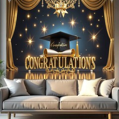 Polyester Graduation Banner for School Celebrations & Events Decorative Backdrop