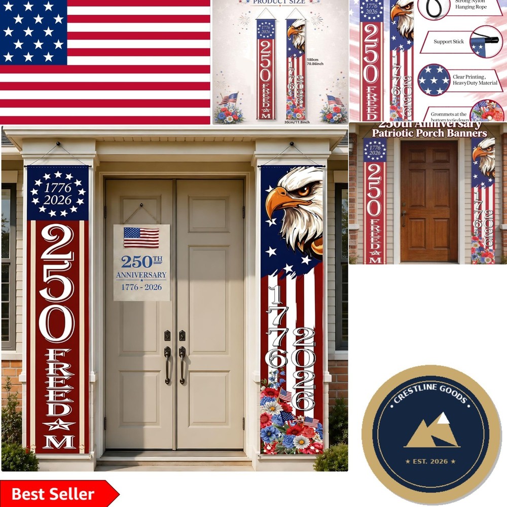 Durable 250th Anniversary Banner – Perfect for Memorial Day & July 4th!