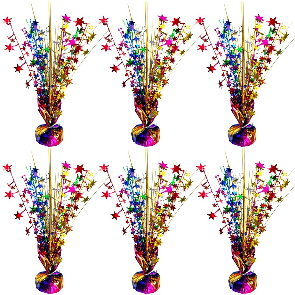 6 Pack Metallic Colorful Table Centerpiece Party Decoration Rainbow Theme Foi…