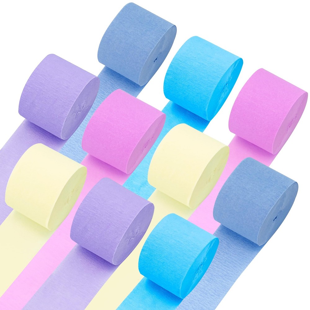 10 Rolls Crepe Paper Streamers 5 Colors Pastel Party Decorations Kids DIY Craft