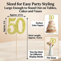 10-Pack Double Sided Glitter 50Th Birthday Centerpiece Anniversary Centerpiece S