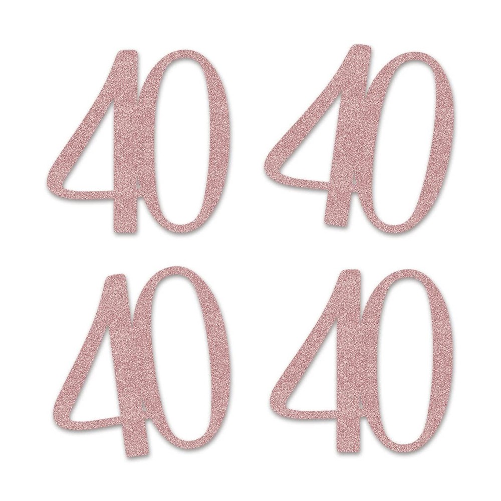 Rose Gold 40 Cut-Out Numbers 40th Glitter Birthday Anniversary Party Decor