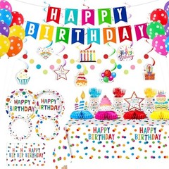 Colorful Dots Party Decorations,155pcs Happy Birthday Themed Party Decorations