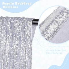 Silver Sequin Backdrop Curtains 2 Panels 2ftx8ft Birthday Sequin Curtain for