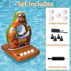 Pool Toys Games Set, Inflatable Pool Baseball Toss Game, Fun Swimming Floatin…