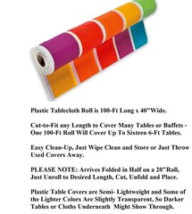 Rainbow Colors Striped Disposable Plastic Table Cover 100-Ft Roll 40″W #606