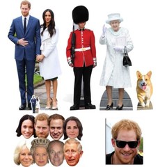 Royal Wedding Prince Harry & Meghan Markle Cardboard Cutout & Mask Gold Pack