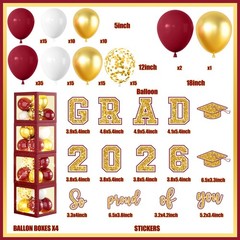 Graduation Decorations Class of 5 inches x 12 x 18 inches, Wine Red