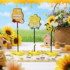 AceOrbit 7 Pack Summer Honey Bee Wooden Tabletop Decor Freestanding Table Cen…
