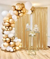 Sequin Backdrop Gold Curtains 4 Panels 2ftx8ft Glitter Shimmer Fabric Sparkly