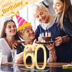 6 PCS Mirror Gold 60th Birthday Anniversary Table Number Centerpiece Acrylic