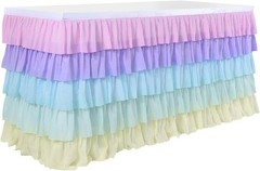 Rainbow Table Skirt Tutu Unicorn Tablecloth for Birthday Party Baby Shower