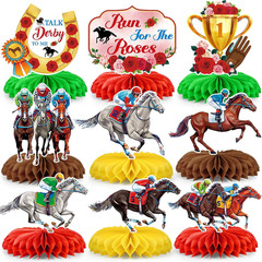 9Pcs Derby Day Party Decorations Horsing Racing Honeycomb Centerpieces for Table