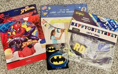 Boy’s Birthday Banner Candle & Table Decoration Set Batman Batwheels Spiderman