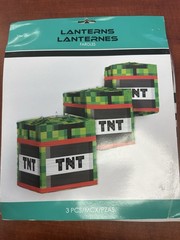 Amscan Minecraft TNT Paper Party Lanterns 3 pcs w/ String 9.5 in