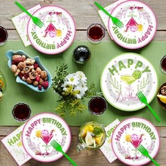 Martini Cocktail Birthday Disposable Tableware (Plates, Napkins, Forks)