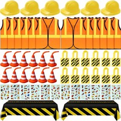 62 Pcs Construction Birthday Party Supplies Set Kids Construction Dress up Se…