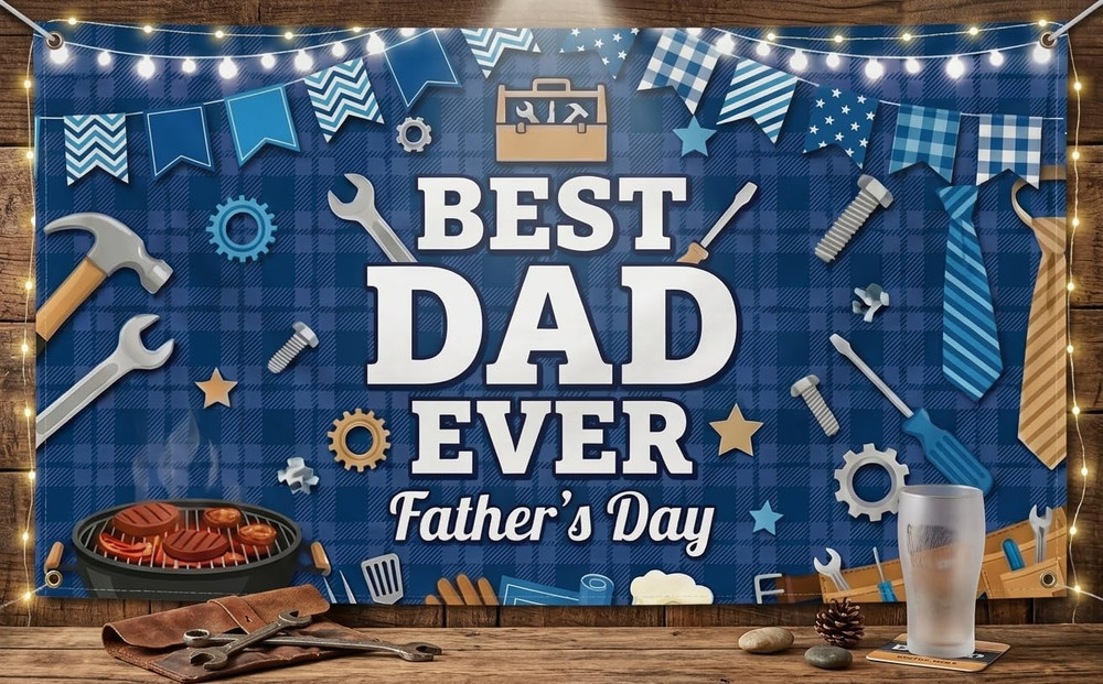 Happy Fathers Day Banner Decorations, 70.9 X 45.3In Large Size Father’S Day