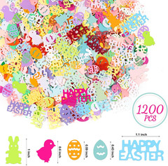1500 PCS Easter Confetti Rabbit Egg Chicken Shape Glitter Metallic Foil Table Sc