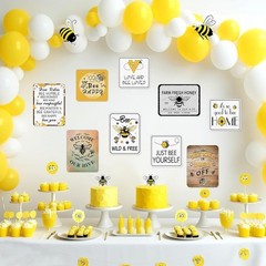 Engaging 9PCS Bee Themed Signs for Fun Farm Parties – Indoor/Outdoor Decoration