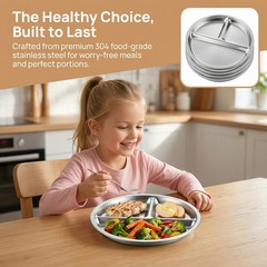 BEWBBAT 4 Pack 304 Stainless Steel Divided Plate, 8 Inch 3 8 Inch, Silver