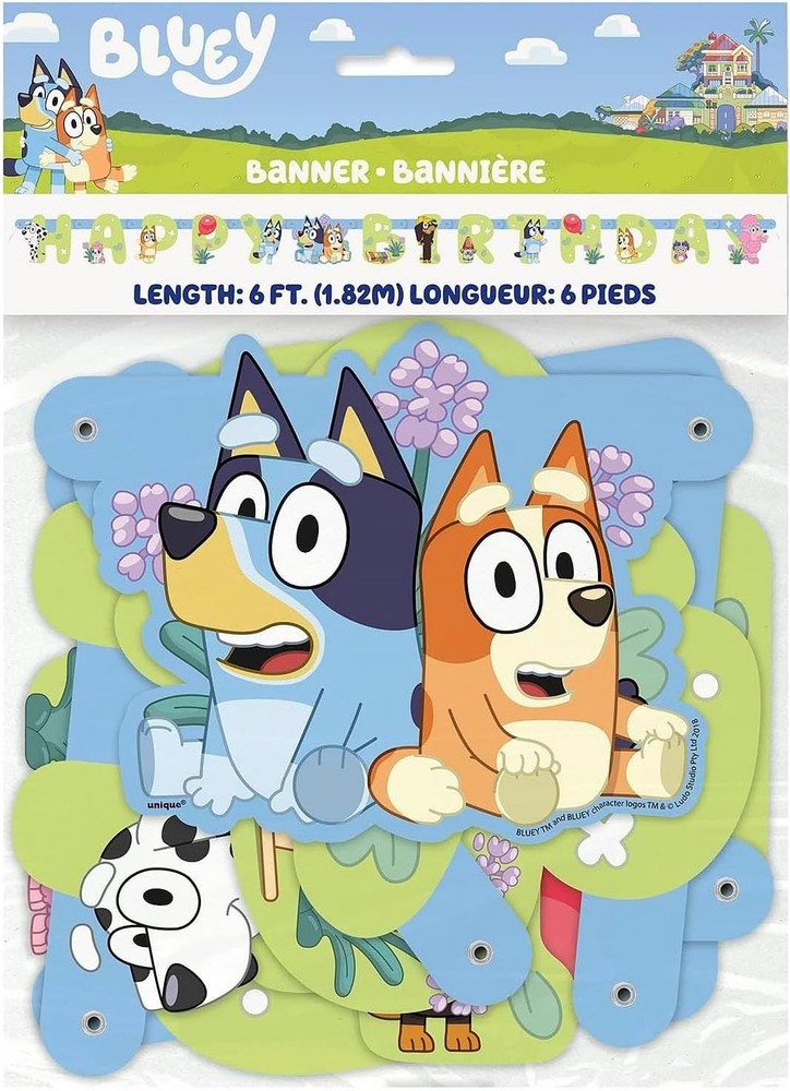 Wholesale 10 Count Bluey & Bingo Banners Birthday Party Supplies
