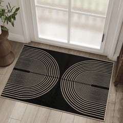 Easy Jute Rainbow Entryway Rug, 2×3 Black Washable Non-Slip Indoor Outdoor Do…