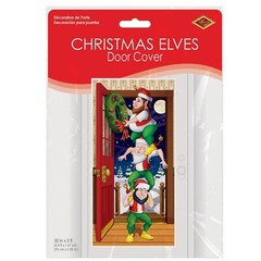 Funny Santa Elf Totem CHRISTMAS ELVES DOOR COVER POSTER Holiday Mural Decoration