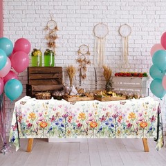Wildflower Baby Shower Tablecloth, 70.8″ x 42.5″ (3pcs) – Floral & Butterfly …